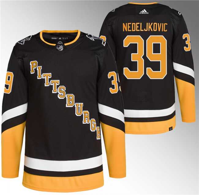 Men%27s Pittsburgh Penguins #39 Alex Nedeljkovic Black 2021-22 Alternate Primegreen Stitched Jersey